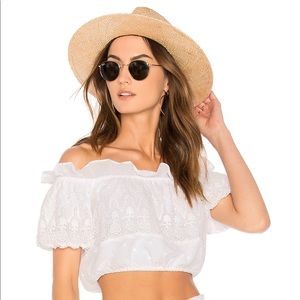 Love Shack Fancy Cecilia Crop Top in White size M